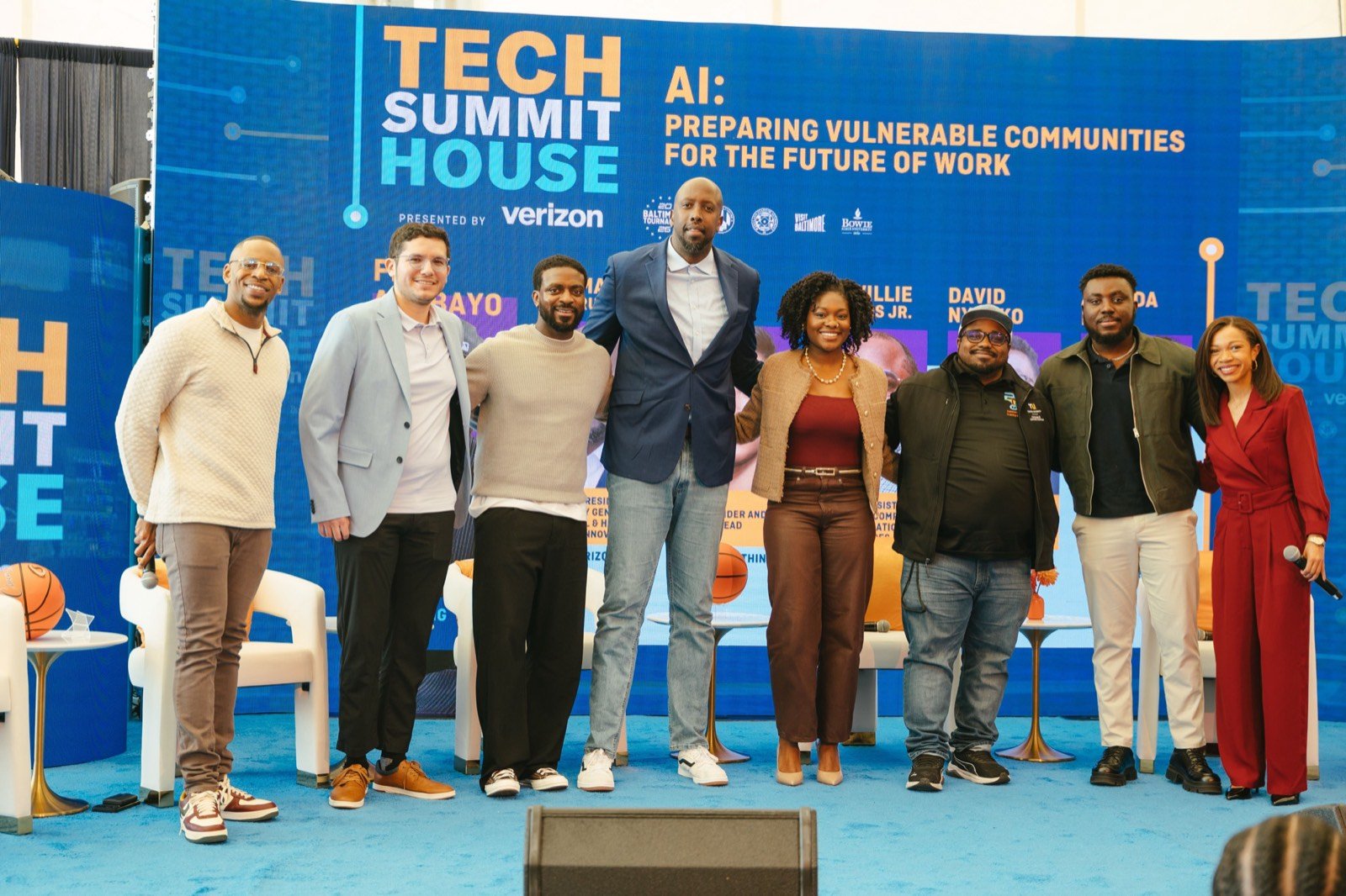 The full CIAA Tech Summit House AI panel posing together on stage