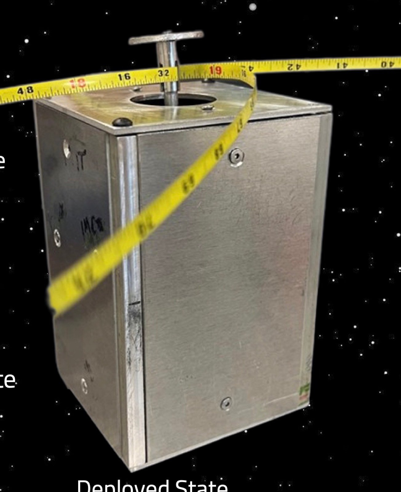 Machined aluminum CubeSat prototype with deployed antenna