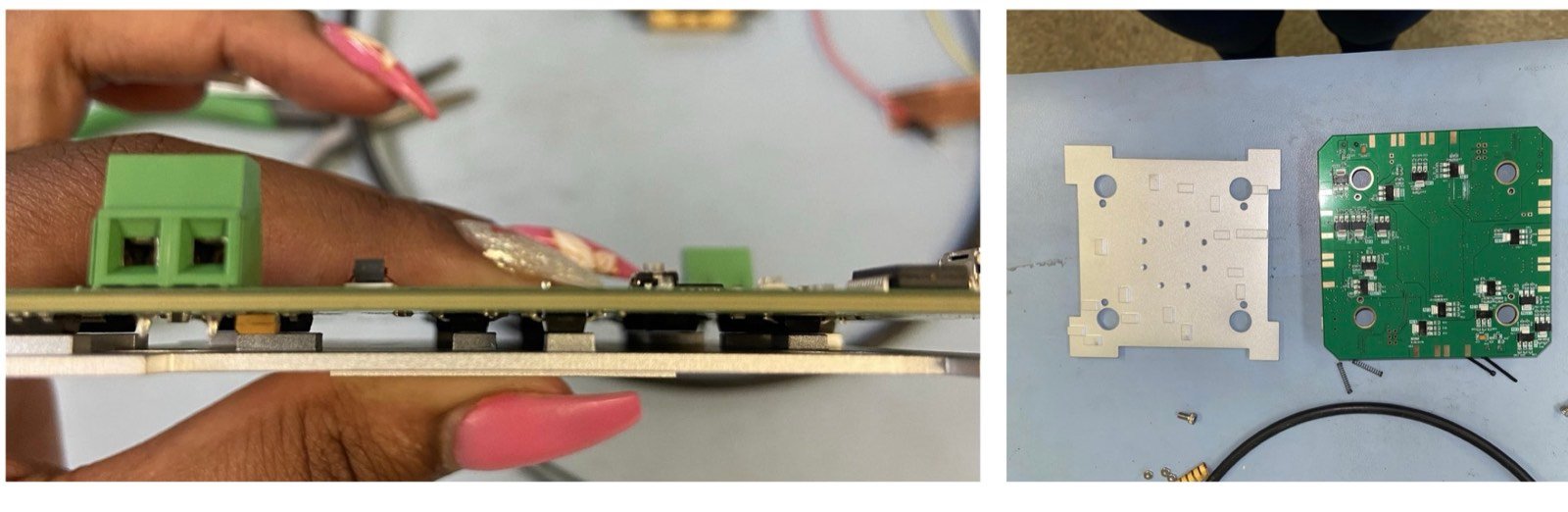 Custom heat sink plate next to the spectrometer circuit board